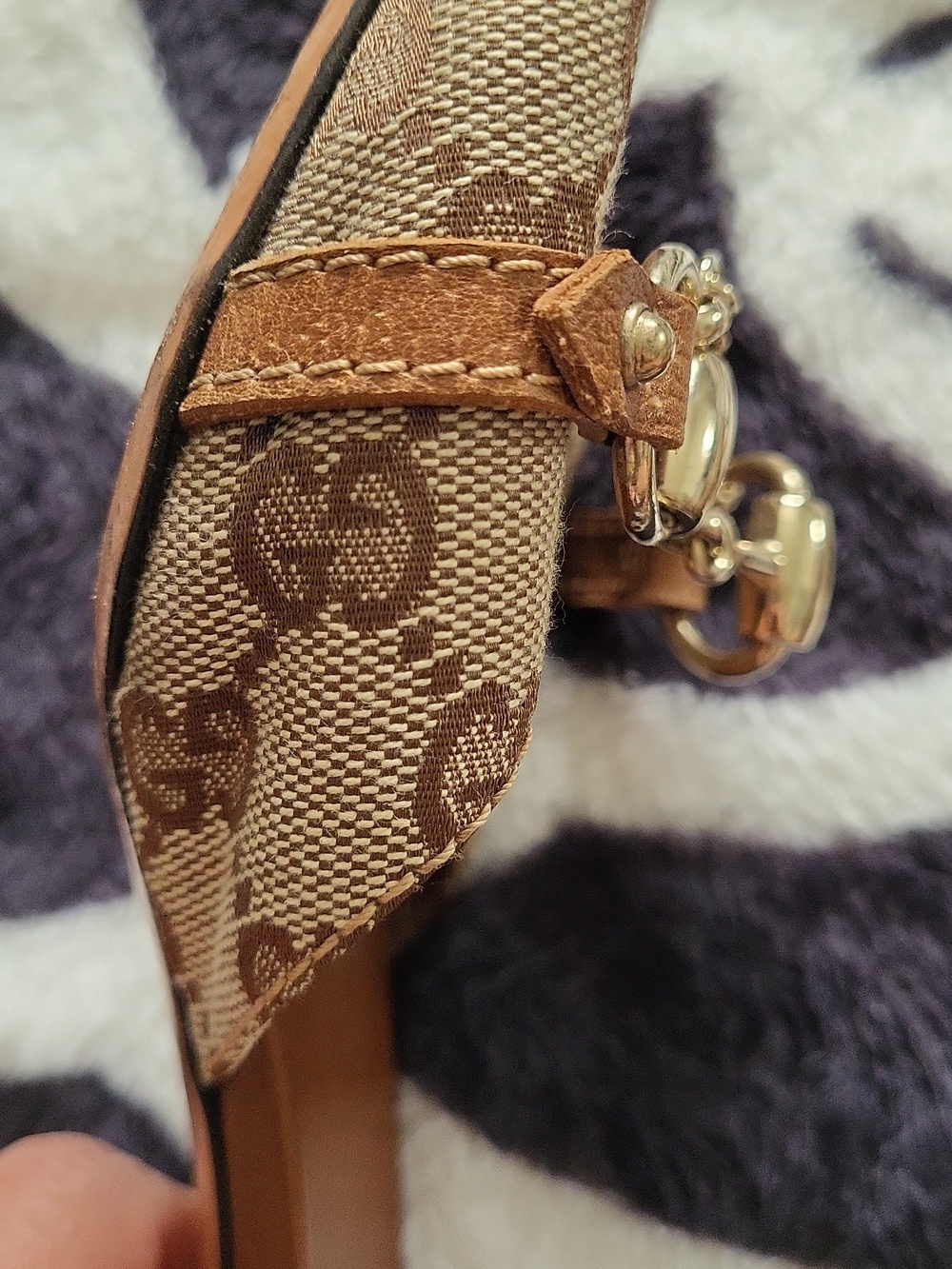 Gucci Brown Monogram Canvas & Leather Slide Mules with Gold Hardware - Picture 15 of 16